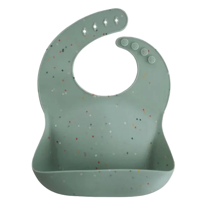 Silicone Baby Bib - Cambridge Blue Confetti | Mushie
