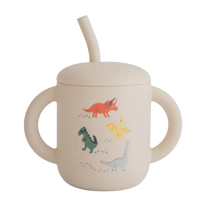 Silicone Training Cup + Straw - Dinosaurs | Mushie