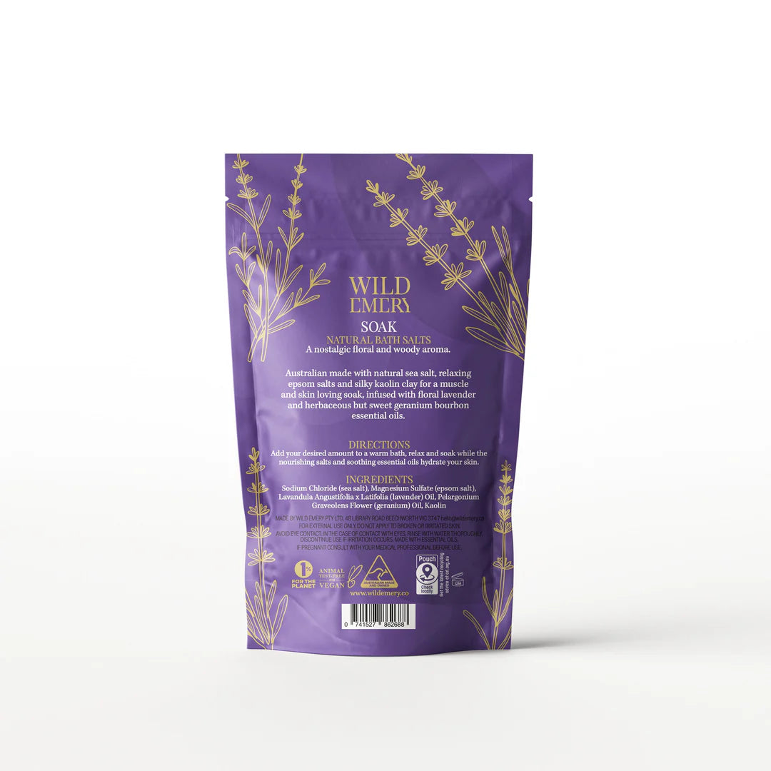 Natural Bath Salts - Soak - 180g | Wild Emery