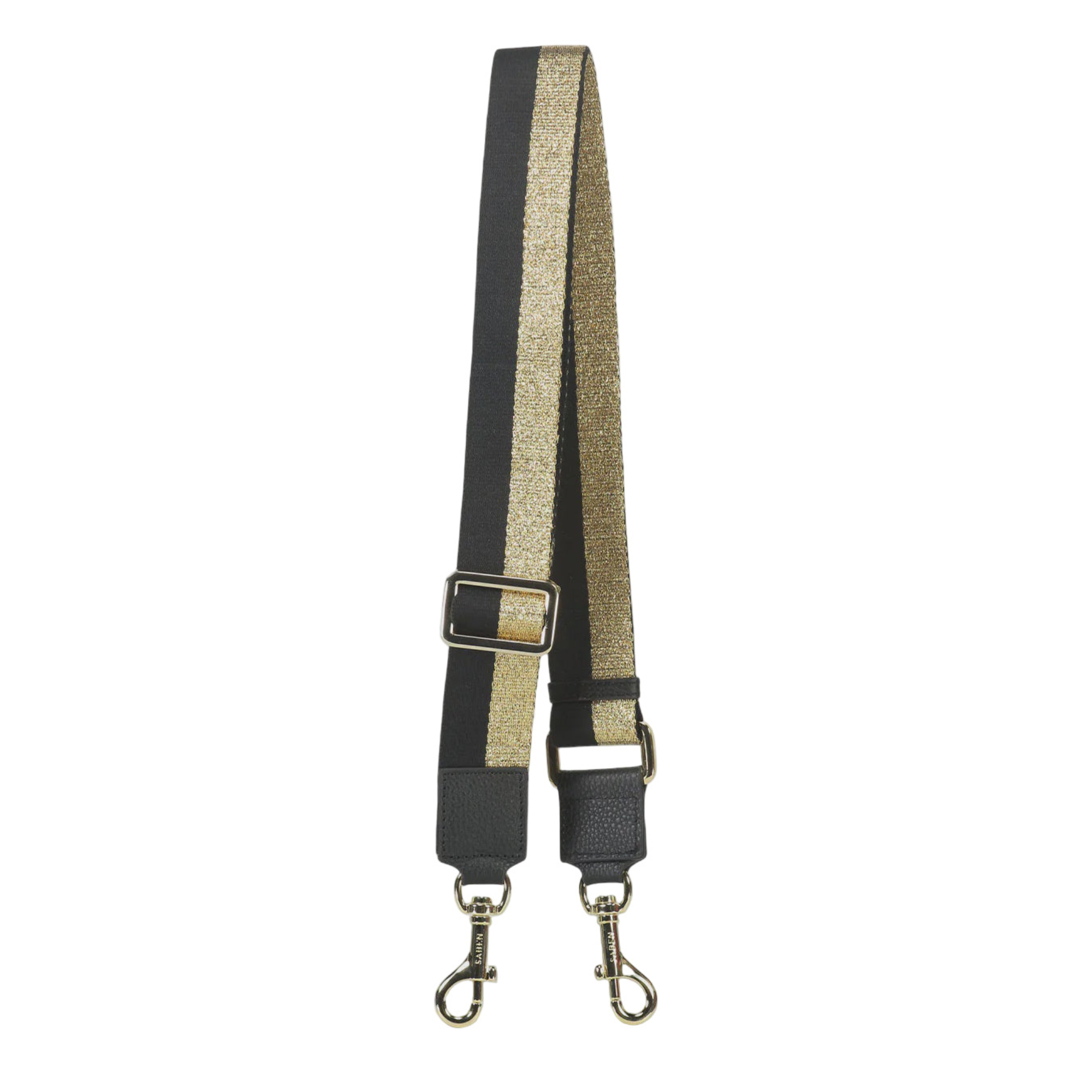 Feature Strap Webbing || Gold + Black Stripe | Saben