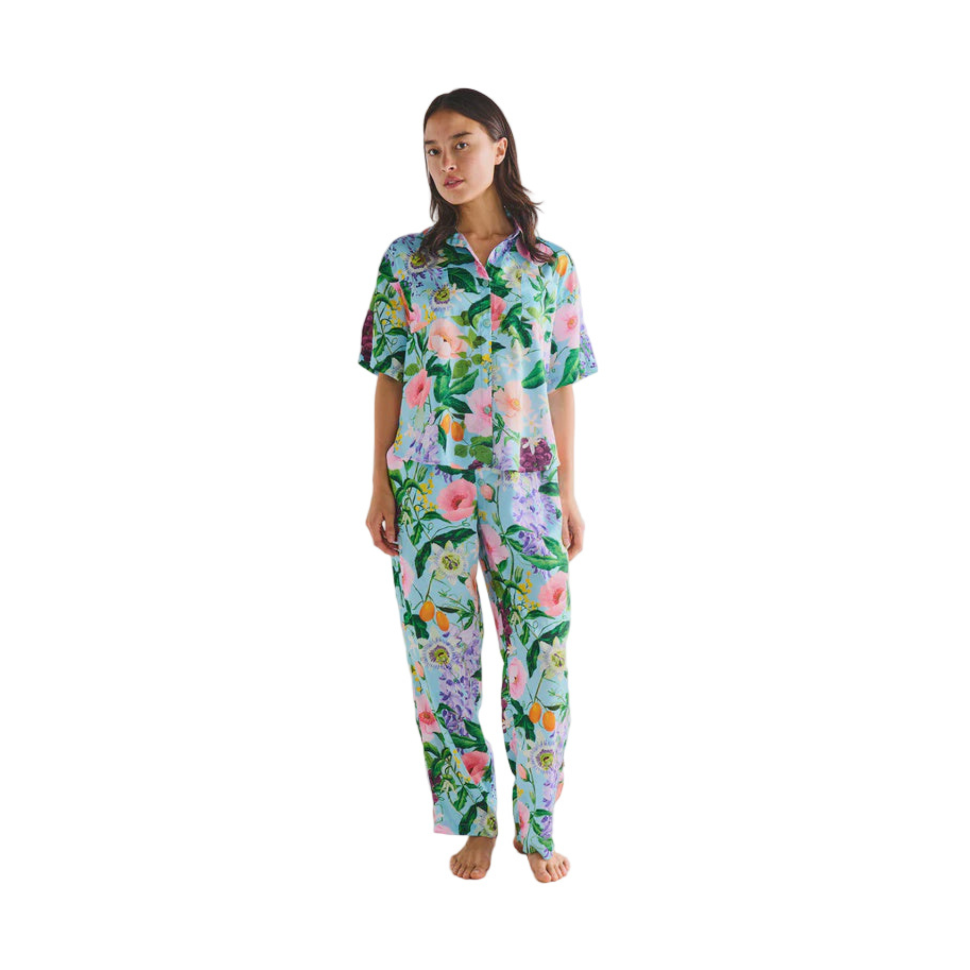 Spring In The Air Adult Eco Satin Short Sleeve Shirt & Pant Pyjama Set | Kip & Co