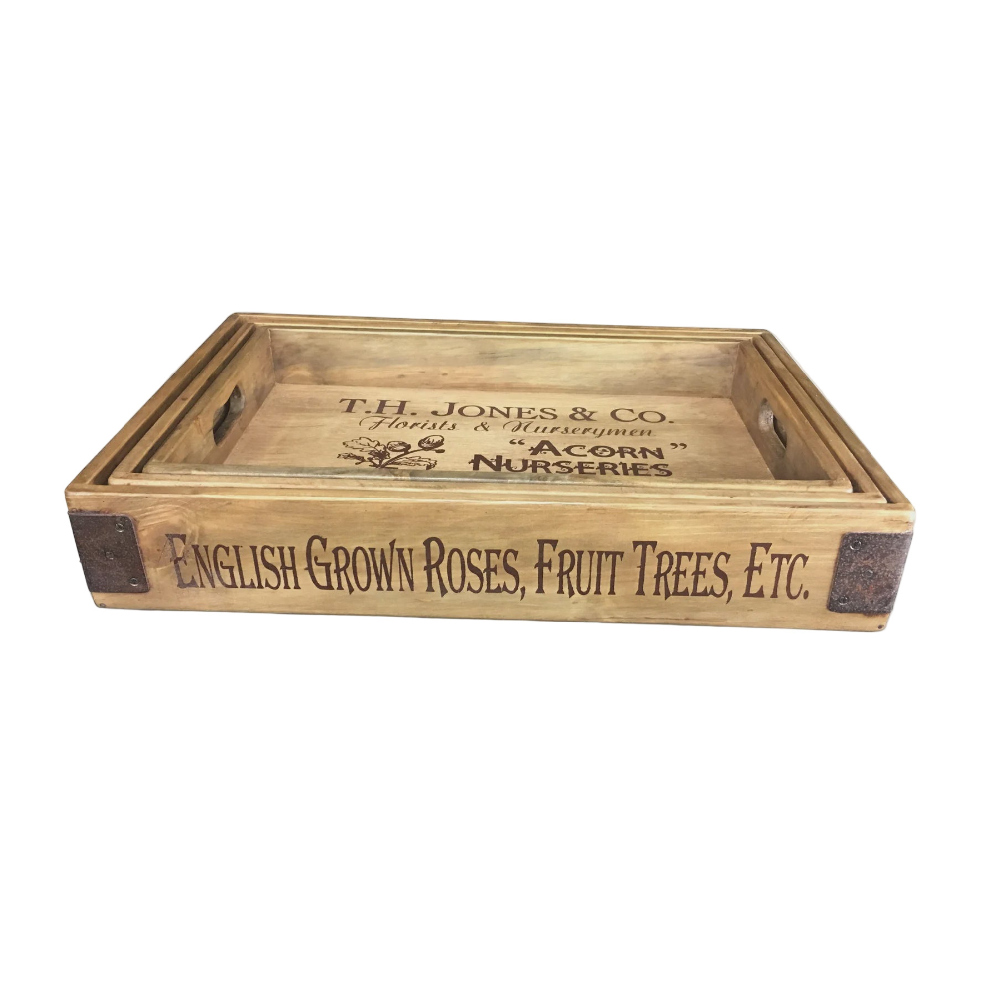 Wooden Trays with Steel Corners | Blue Goose Imports