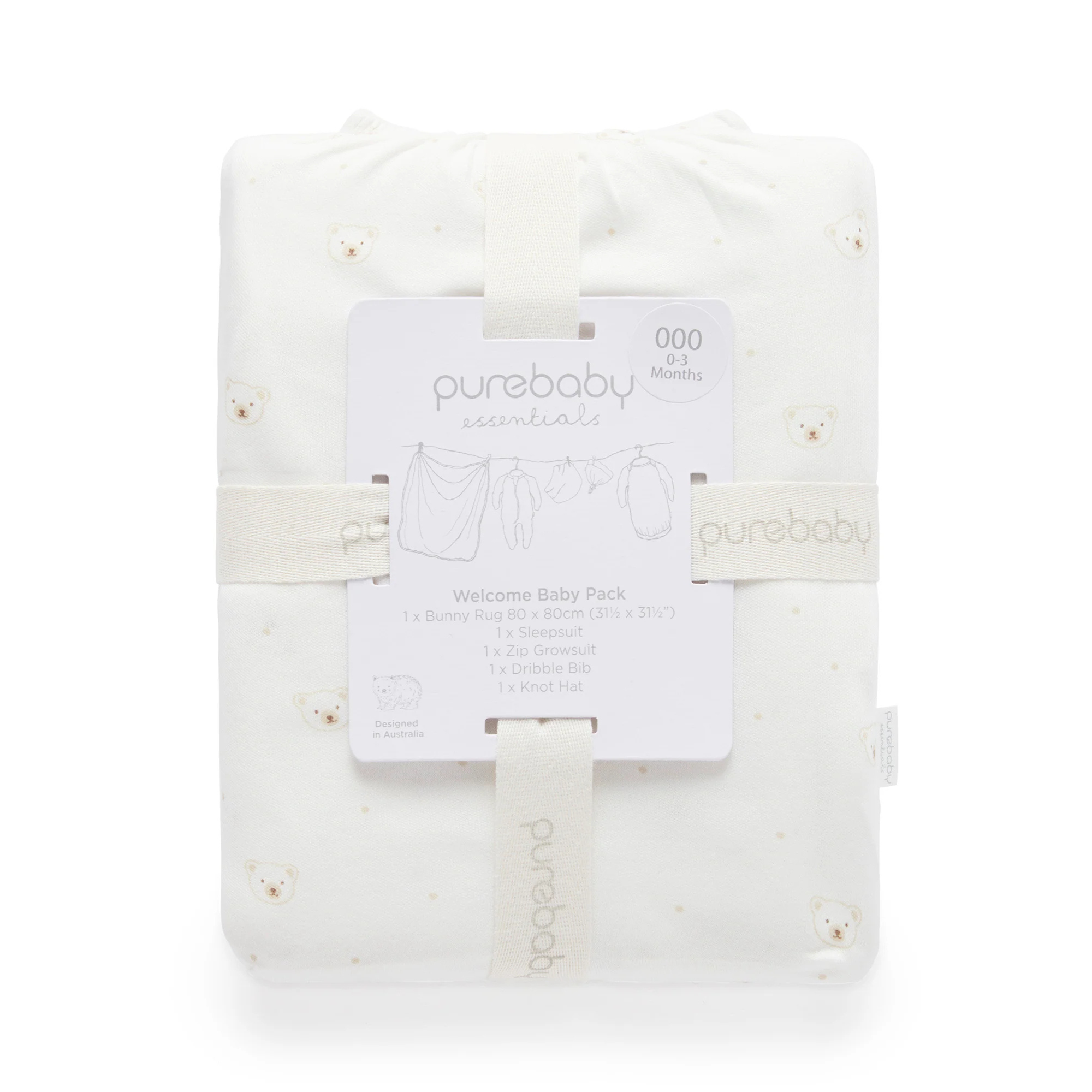 Vanilla Bear Welcome Baby Pack | Purebaby