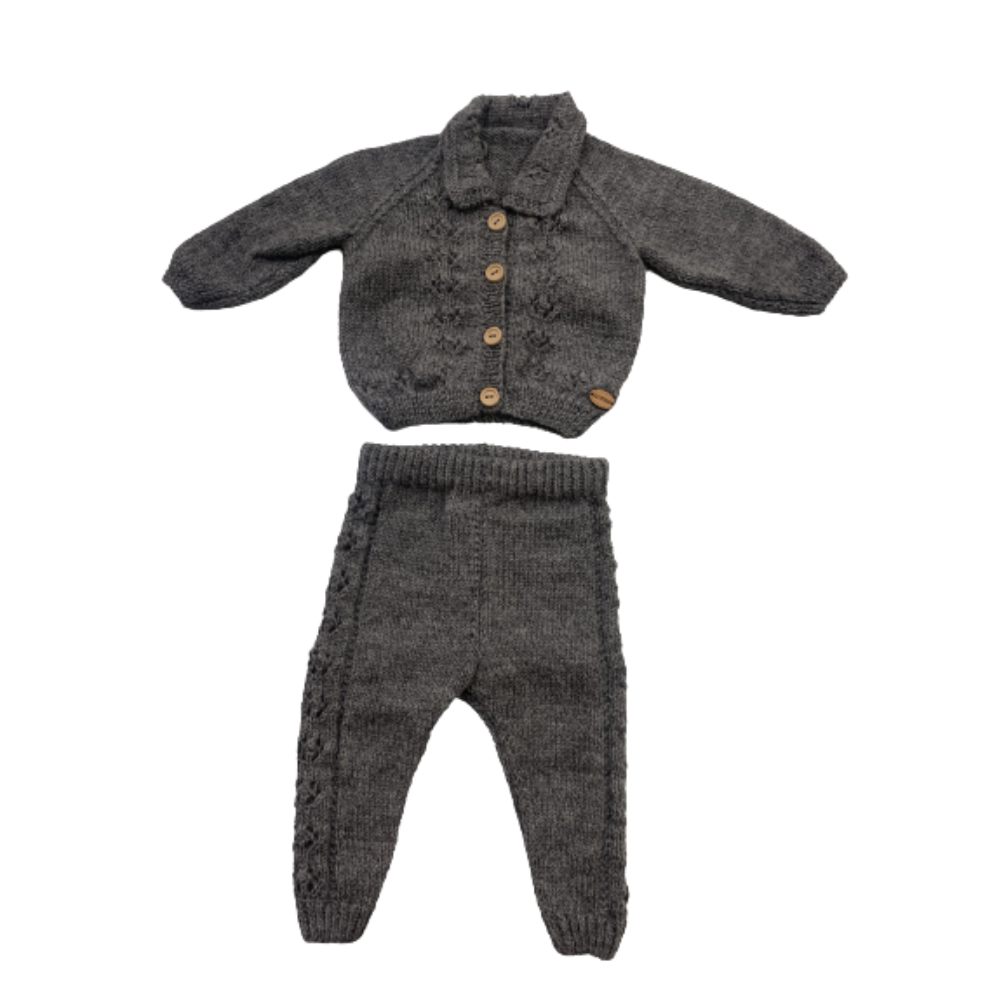 0-3M Grey Alpaca Cardigan + Pants Set | Ida & Ish