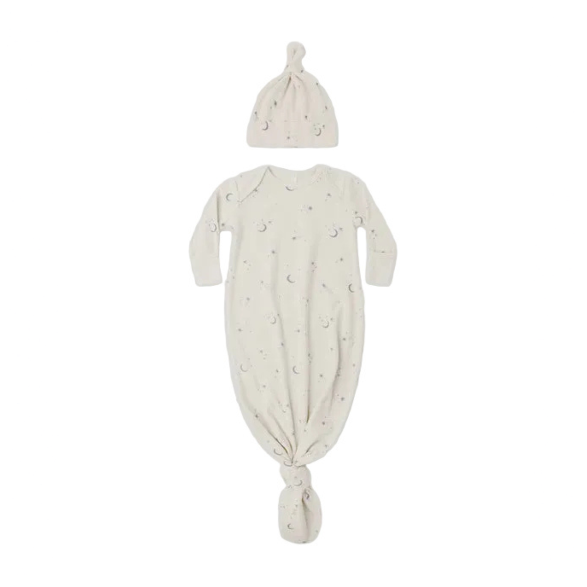 KNOTTED BABY GOWN + HAT SET CELESTIAL - NATURAL | Quincy Mae