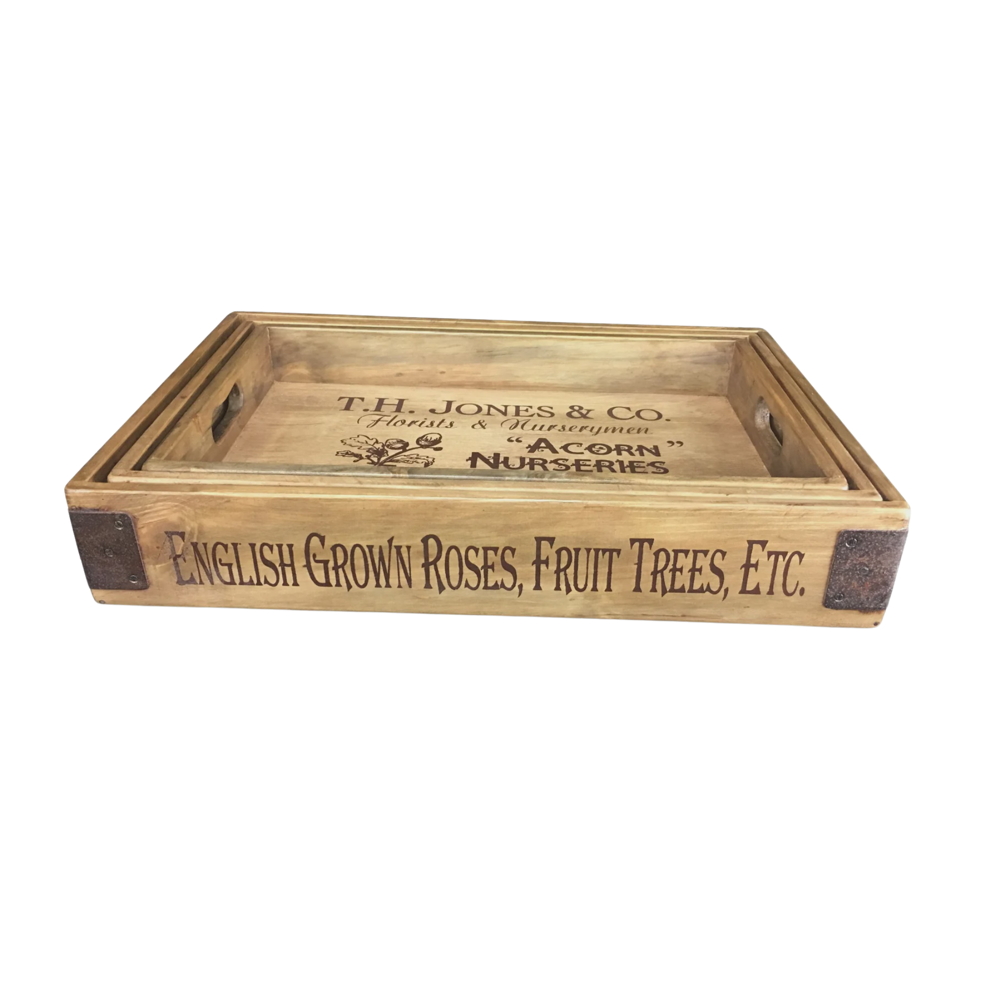 Wooden Tray with Steel Corners | Blue Goose Imports