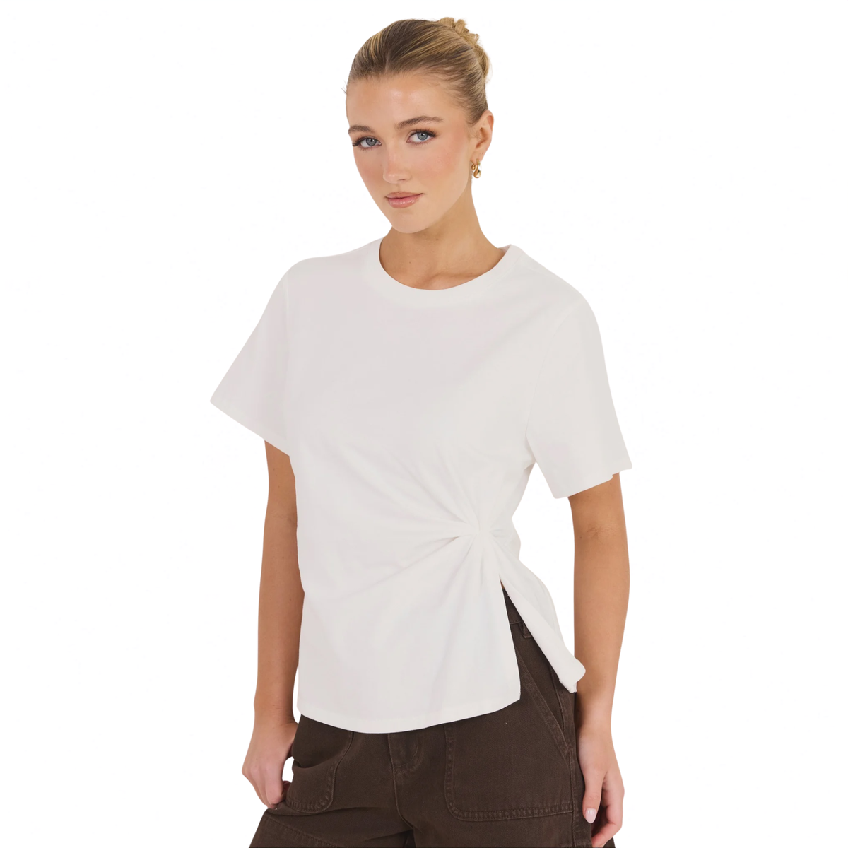 Rupture White Split Detail Tee | Ivy + Jack
