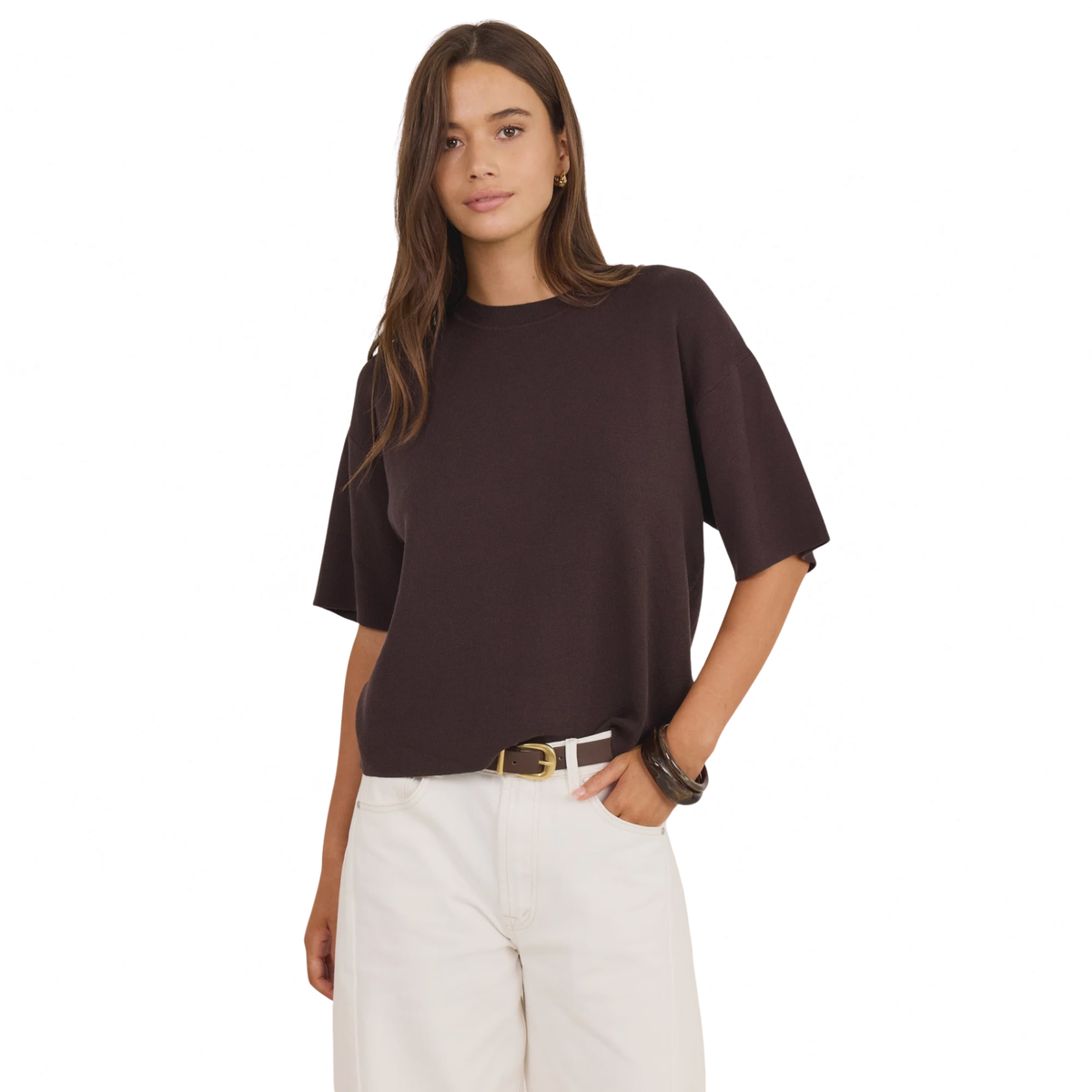 Intrepid Chocolate Relaxed Knit Tee | Stories be Told