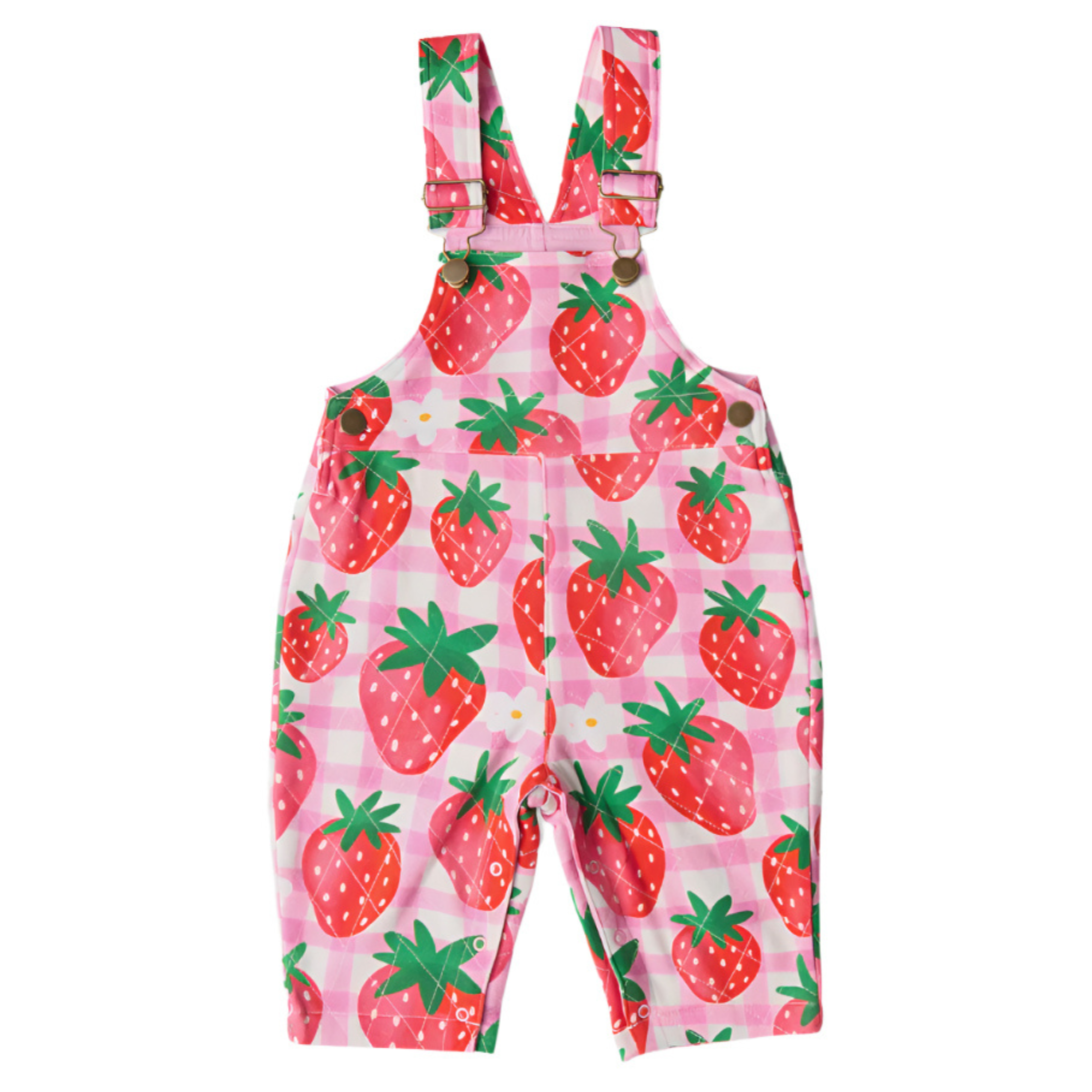 Strawberry Jam Organic Cotton Quilted Fleece Overalls | Kip & Co