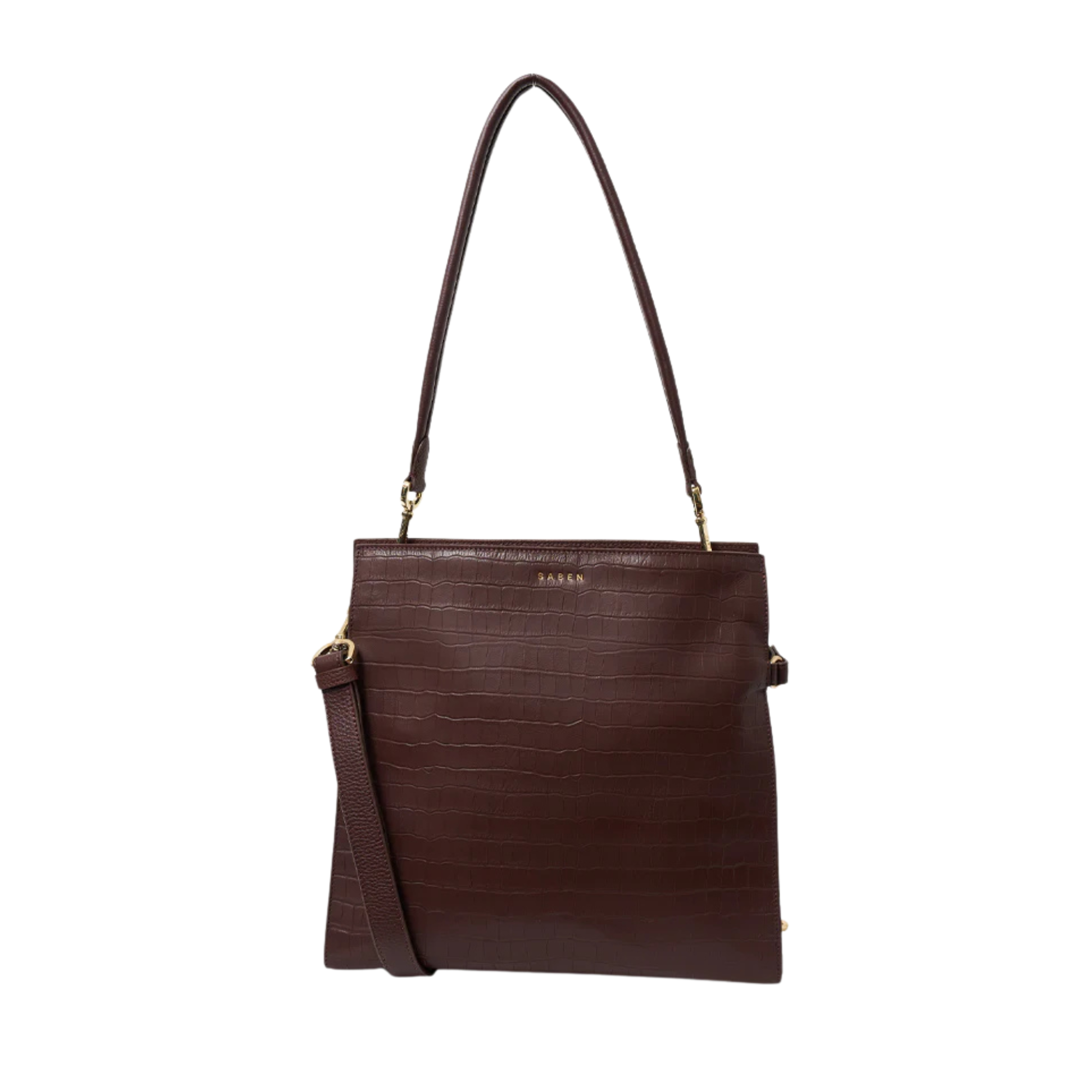 Beatrice Shoulder Bag - Espresso Croc | Saben