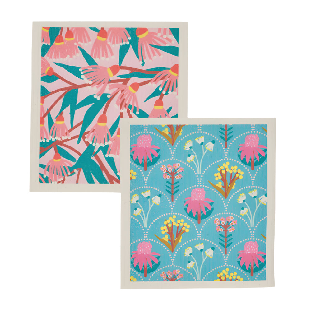 Swedish Style Dish Cloths - Set of 2 - Blossom Branches/Wildflower | Annabel Trends