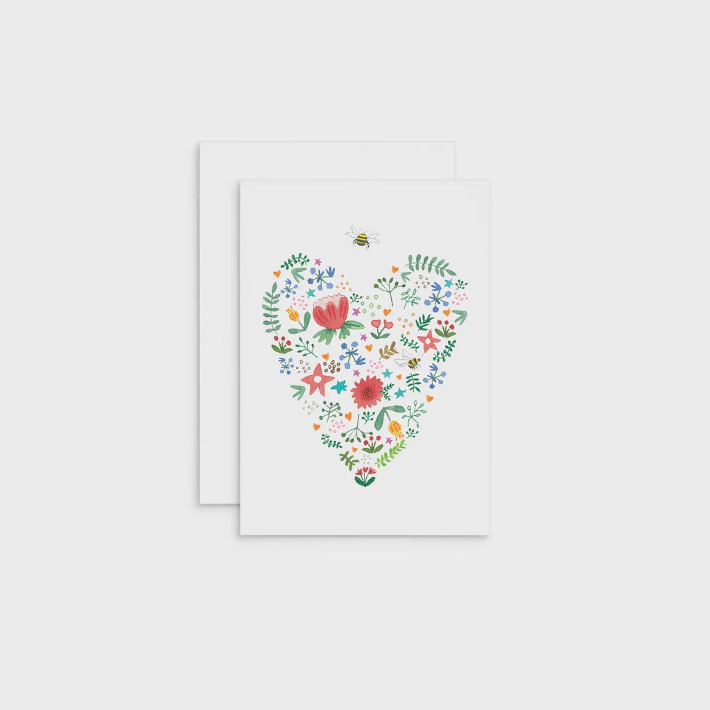 Flowers in a Heart Shape - Bee Mini Card | Affirmations