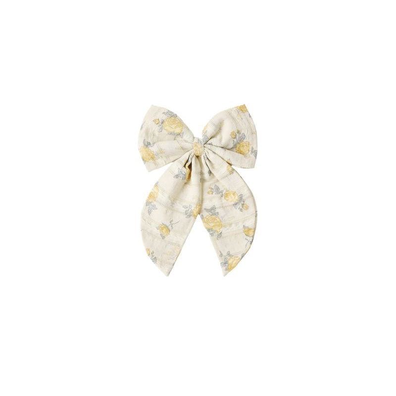 Oversized Bow || Lemon Ditsy Flower - Natural | Rylee + Cru