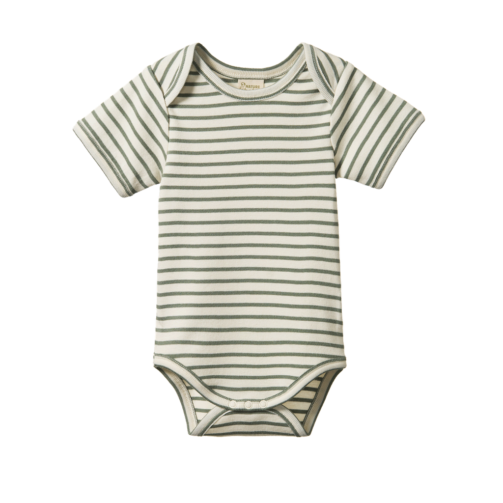 SHORT SLEEVE BODYSUIT - Nettle Sailor Stripe | Nature Baby