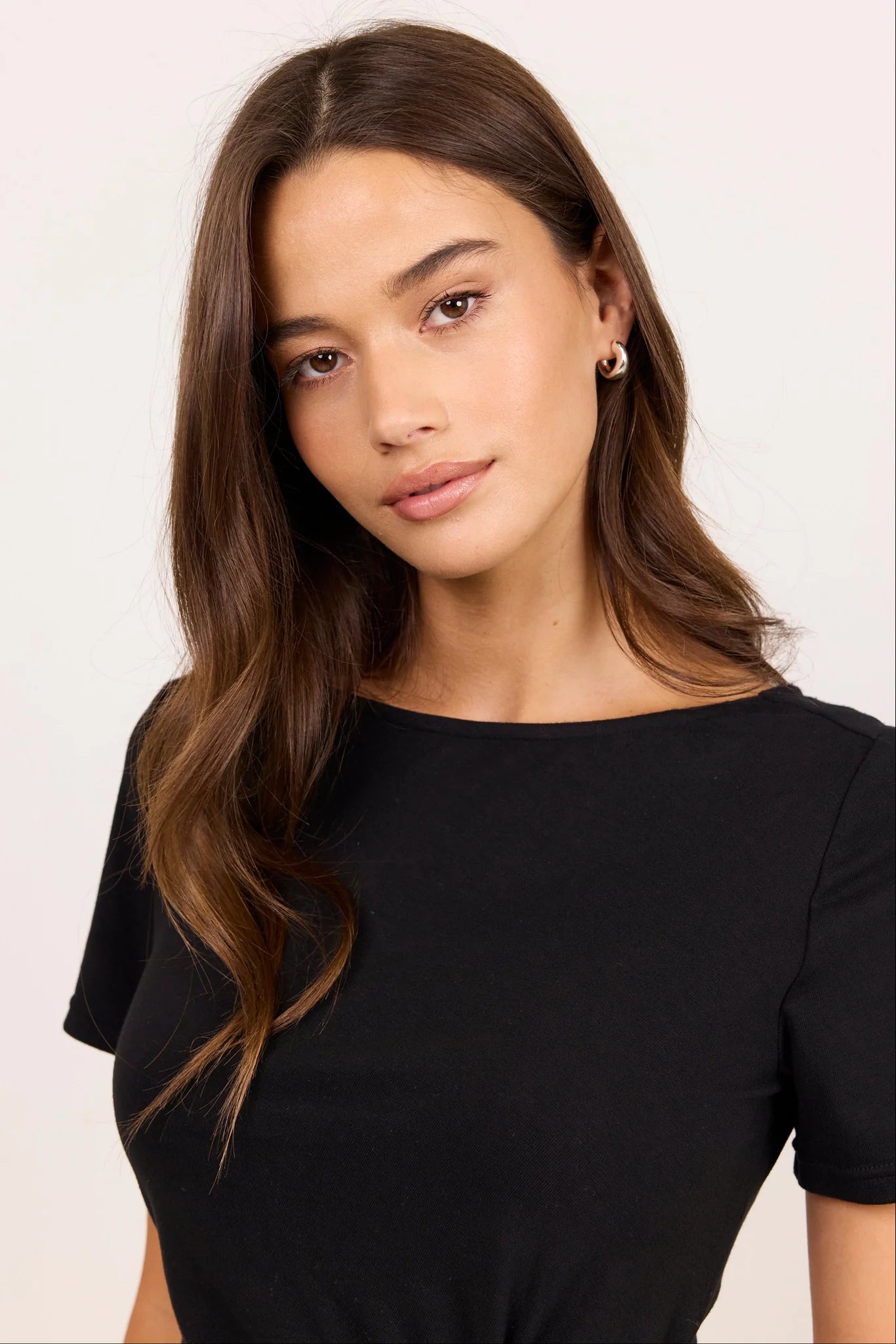 Turn Black Boat Neck Knot Front Short Sleeve Top - Black | Among The Brave