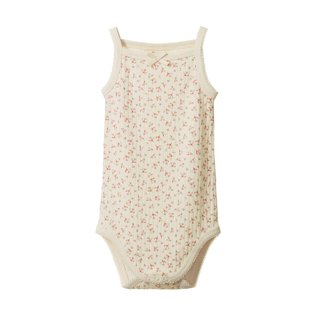 CAMISOLE BODYSUIT POINTELLE - Dandelion Print | Nature Baby