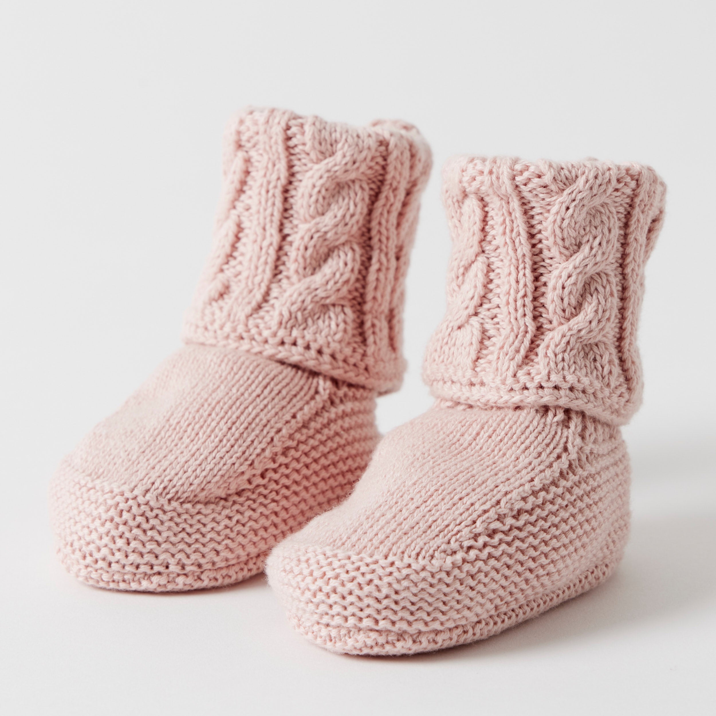 Cable Knit Pink Booties | Jiggle & Giggle