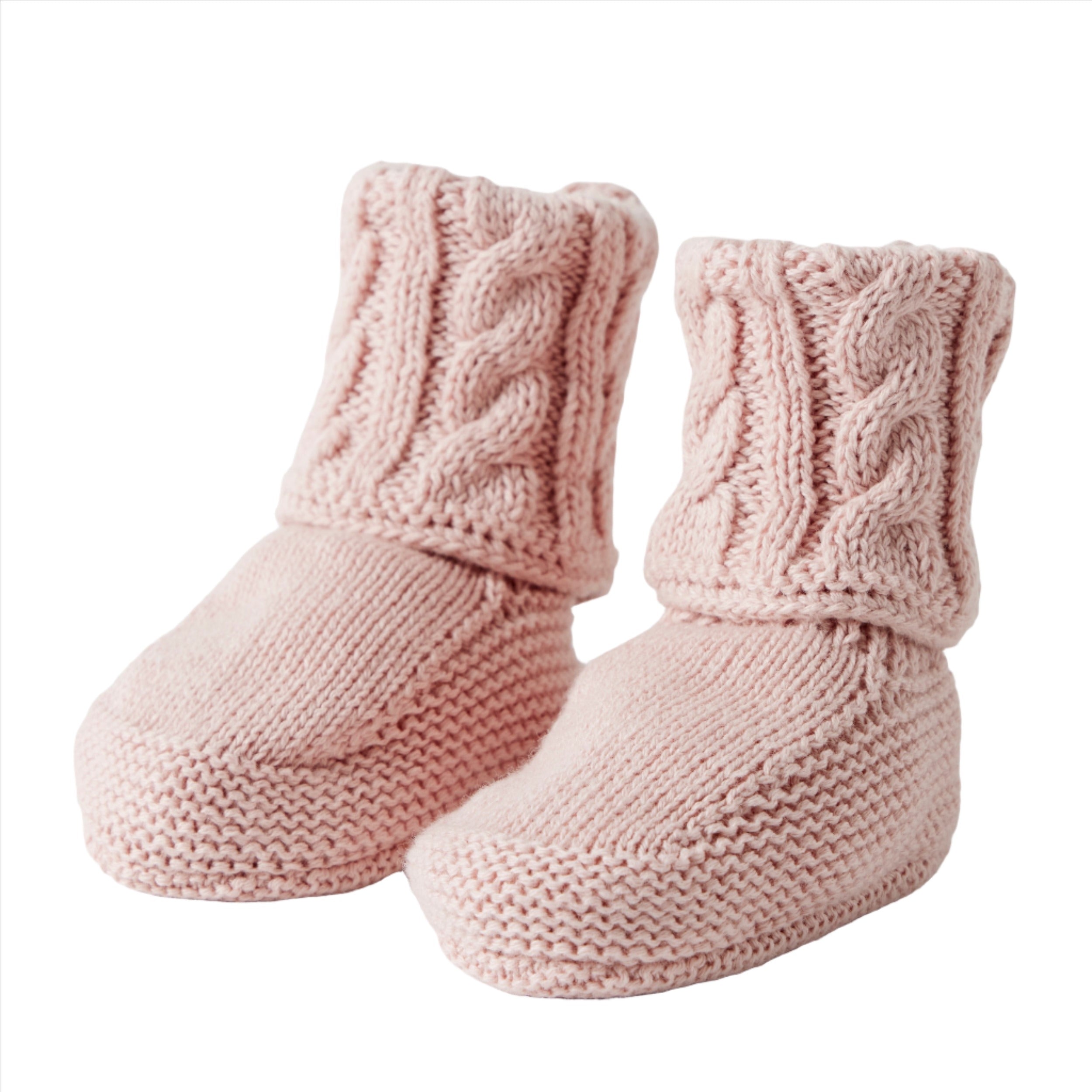 Cable Knit Pink Booties | Jiggle & Giggle