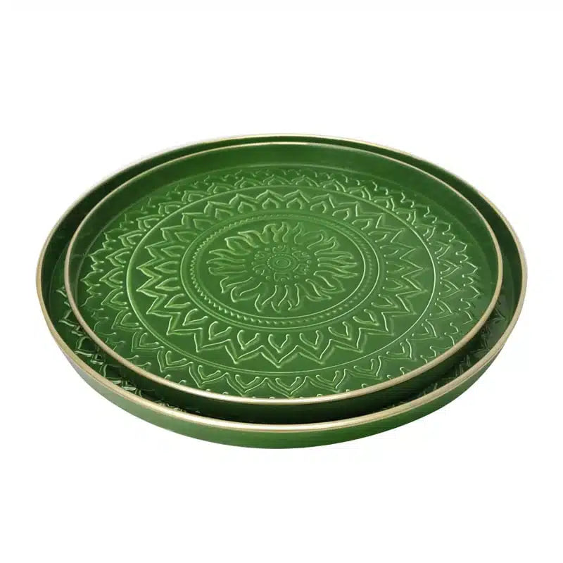 Cotton Tray Aztec - Set of 2 - Dark Green | Le Forge