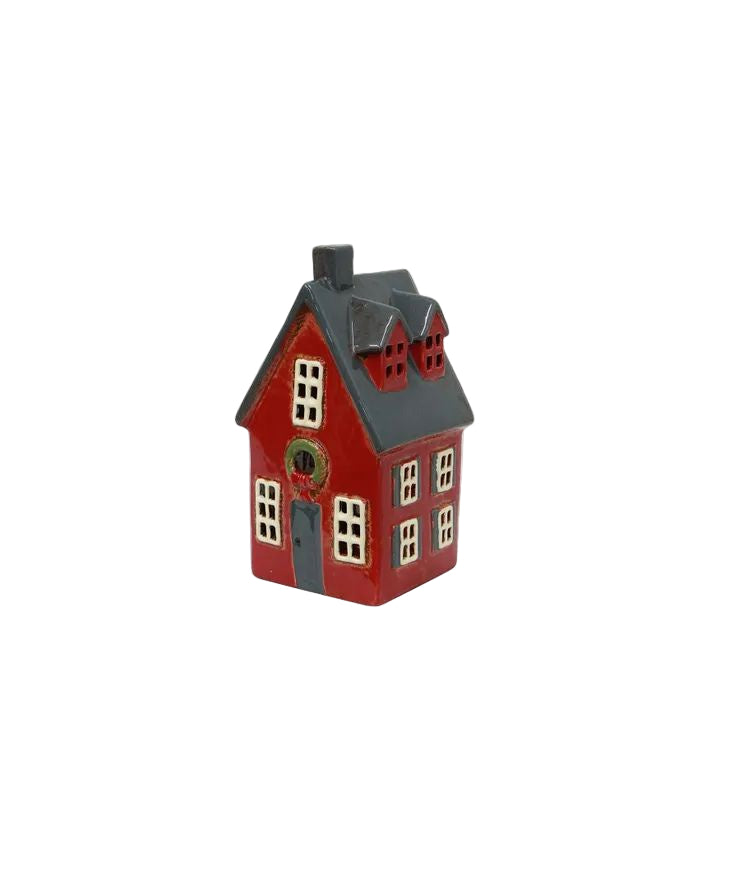 Alsace Tea Light Cottage Red with Wreath | French Country