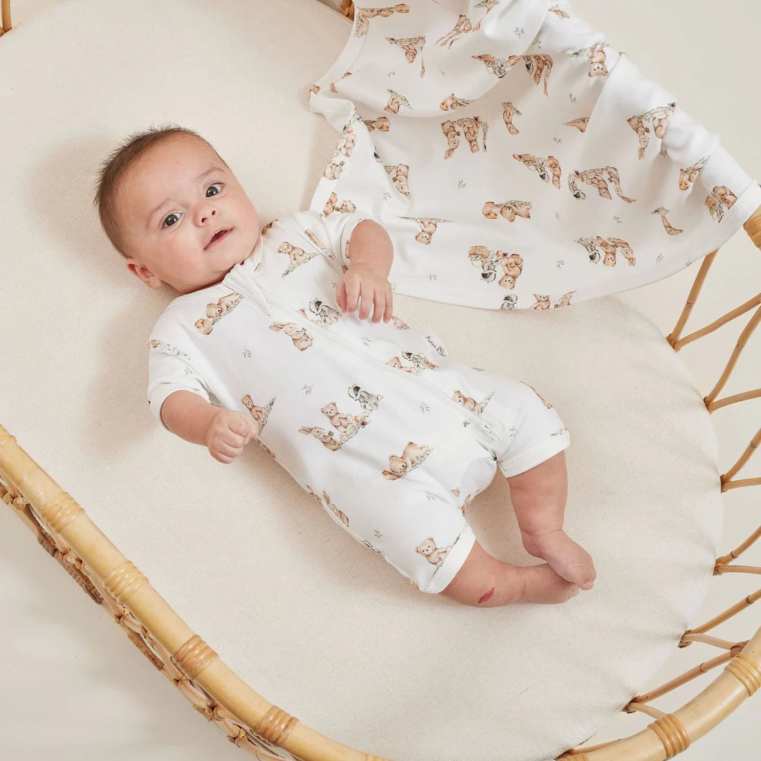 Teddy Picnic Zip Romper | Aster & Oak