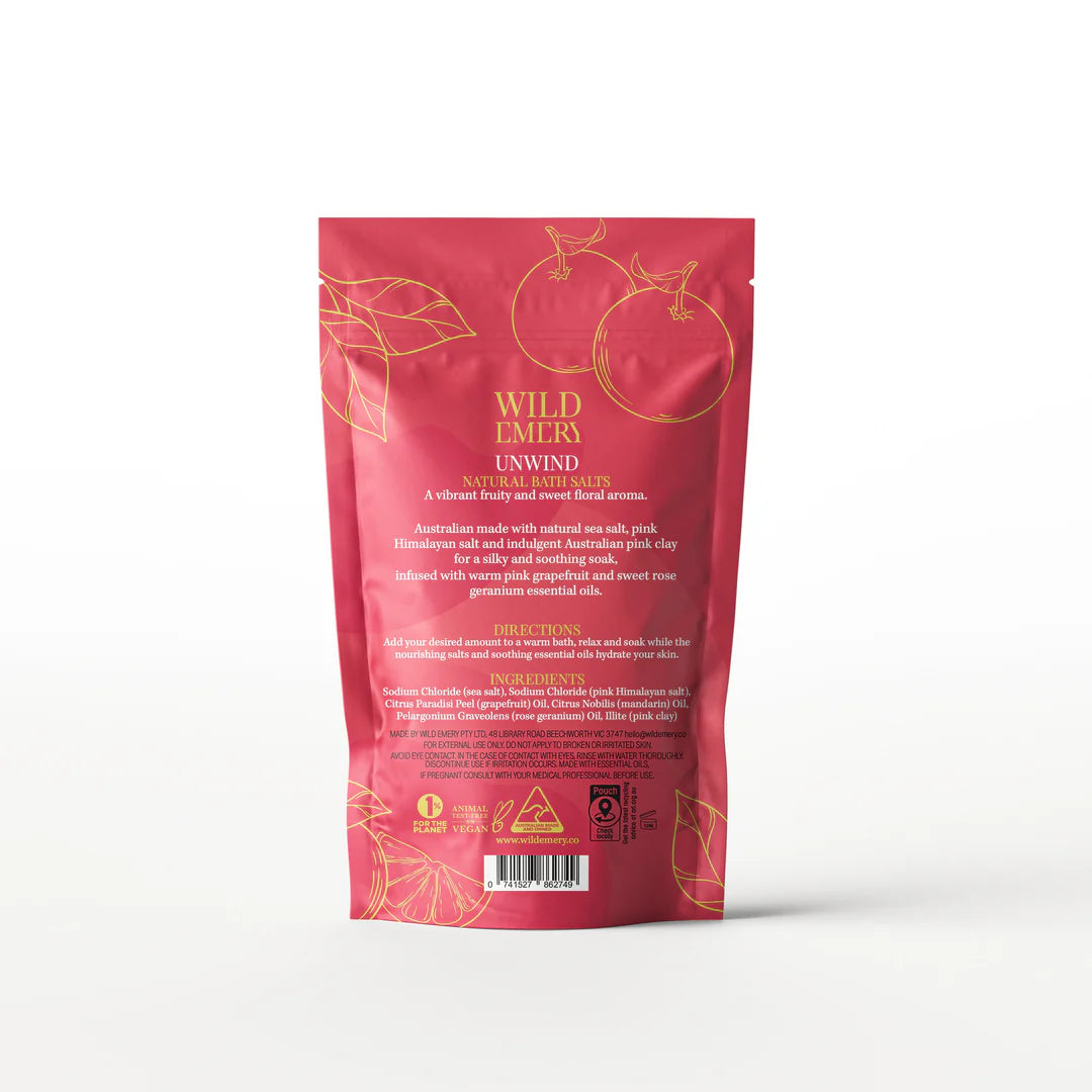 Natural Bath Salts - Unwind - 180g | Wild Emery