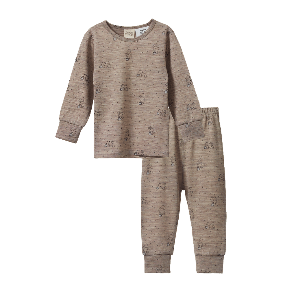 MERINO 2PC LONG SLEEVE PYJAMAS - Bramble Burrow Print | Nature Baby
