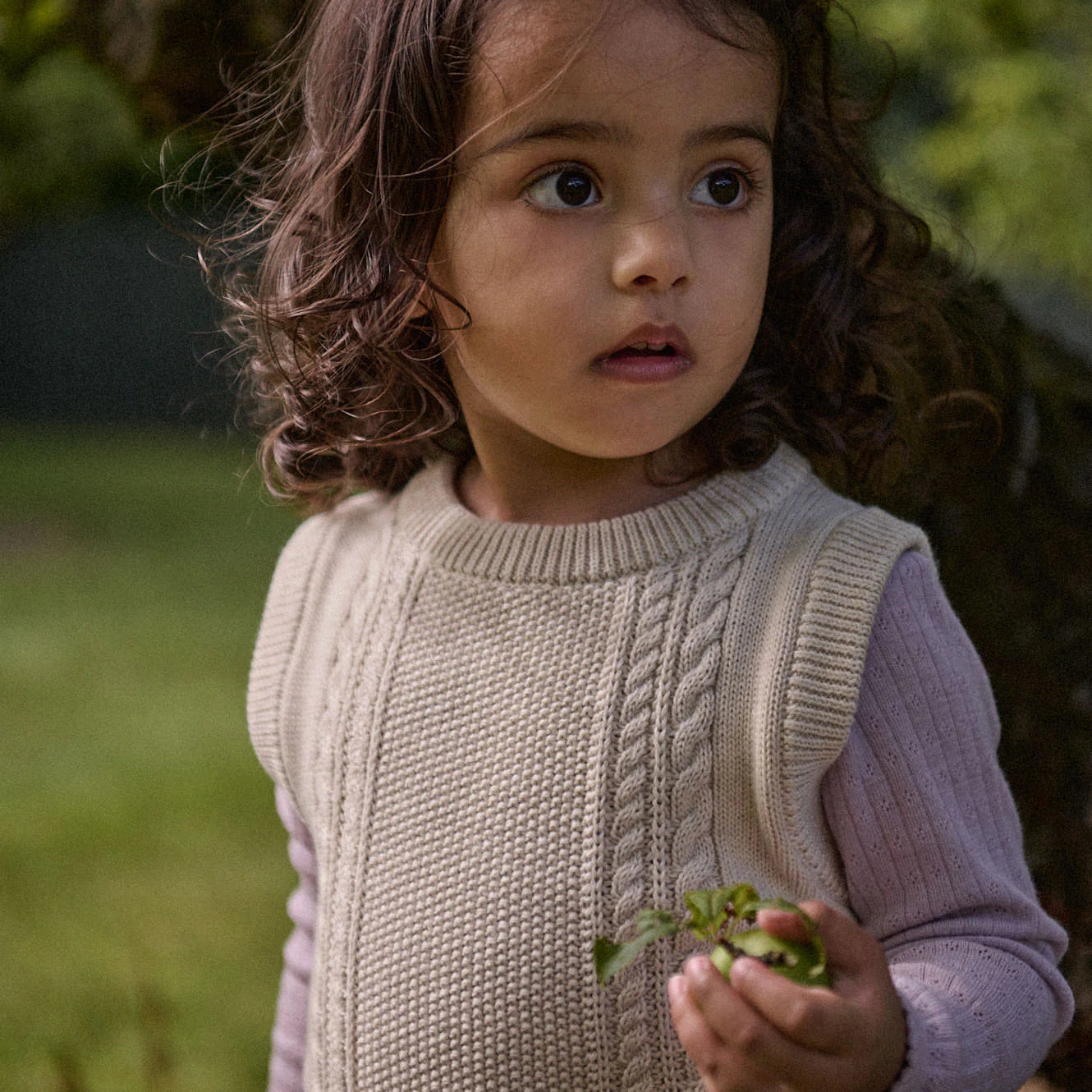 Walter Vest - Oatmeal Marl Cable Knit | Nature Baby