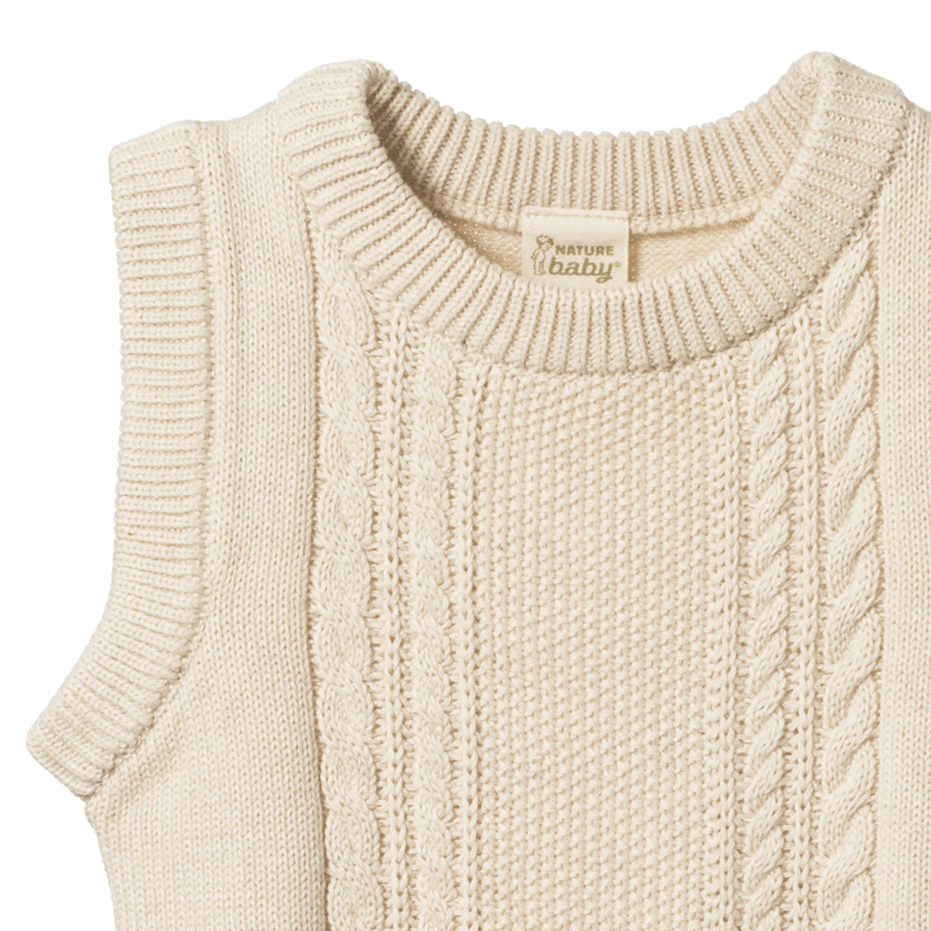 Walter Vest - Oatmeal Marl Cable Knit | Nature Baby