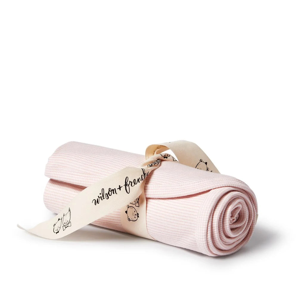 Organic Stripe Rib Bunny Rug - Cantaloupe - Organic Stripe Rib | Wilson + Frenchy