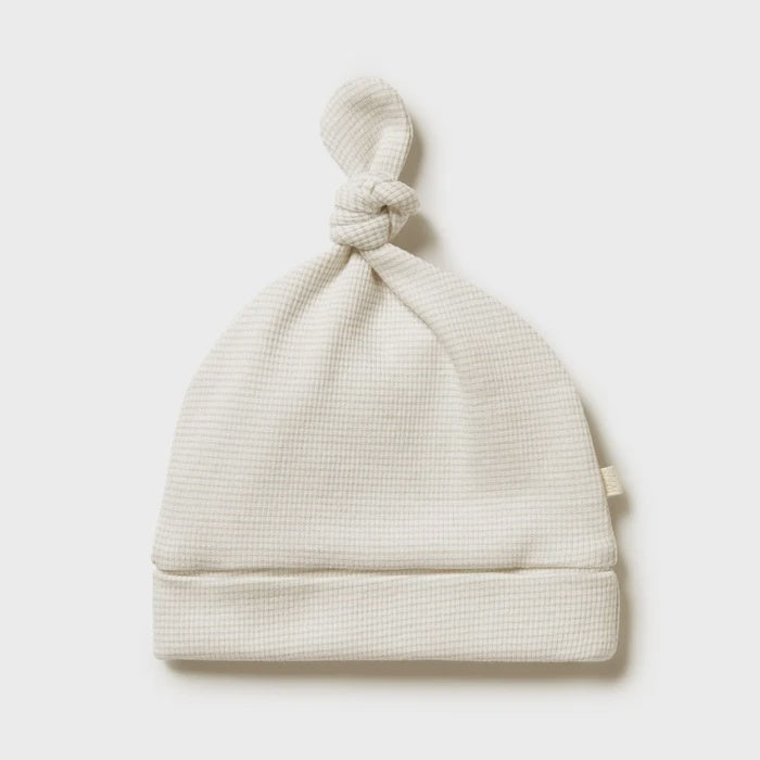 Organic Stripe Rib Knot Hat - Oatmeal | Wilson + Frenchy