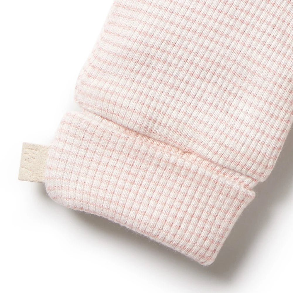 Organic Stripe Rib Mittens - Cantaloupe - Organic Stripe Rib | Wilson + Frenchy