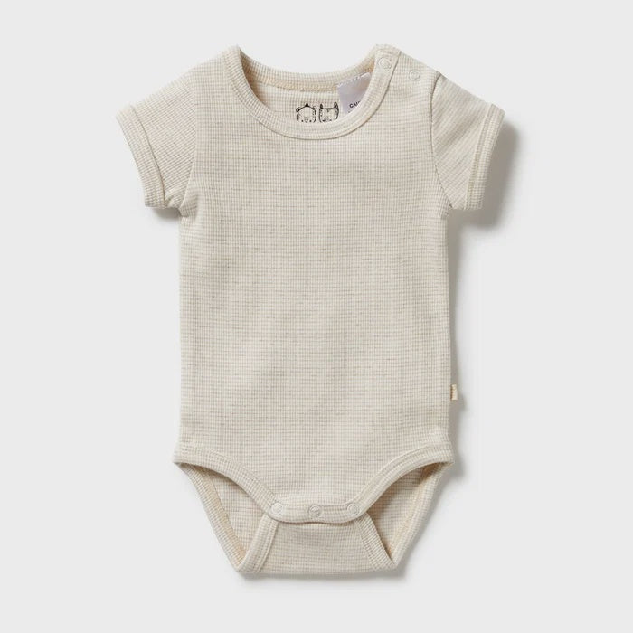 Organic Stripe Rib Bodysuit - Oatmeal | Wilson + Frenchy
