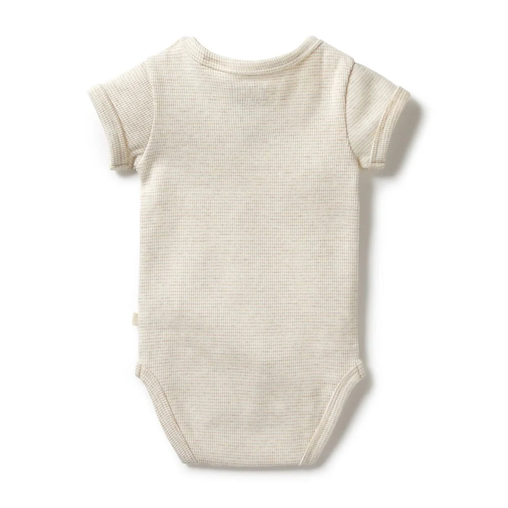 Organic Stripe Rib Bodysuit - Oatmeal | Wilson + Frenchy