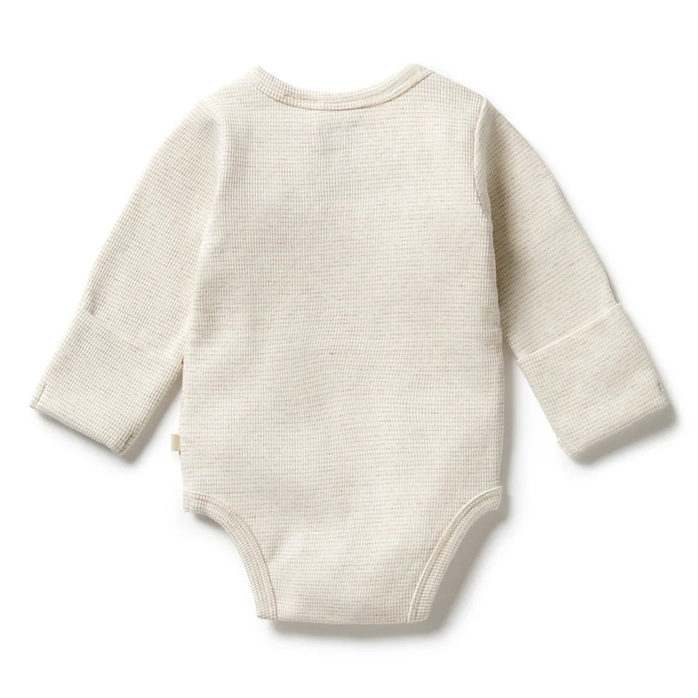 Organic Stripe Rib Kimono Bodysuit - Oatmeal | Wilson + Frenchy