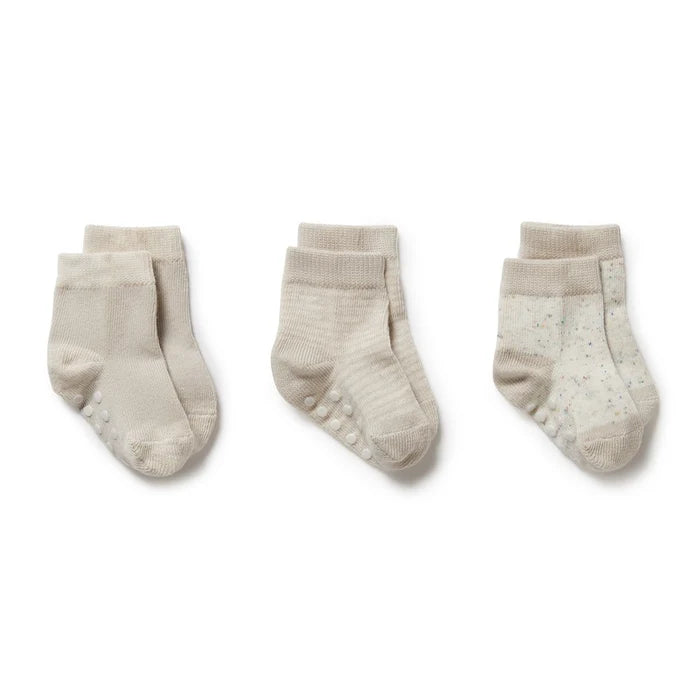 Organic 3 Pack Baby Socks - Clay - Cotton Nylon Knit | Wilson + Frenchy