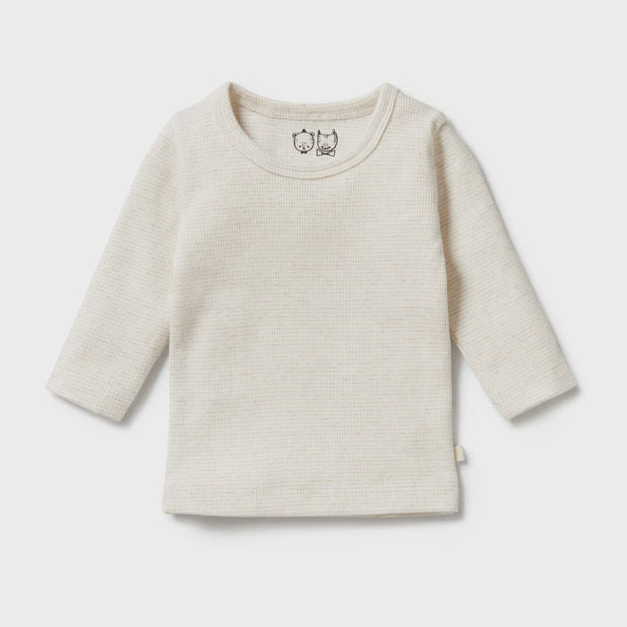 Organic Stripe Rib Long Sleeved Top - Oatmeal | Wilson + Frenchy