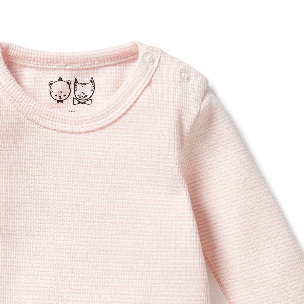 Organic Stripe Rib Long Sleeved Bodysuit - Cantaloupe | Wilson + Frenchy