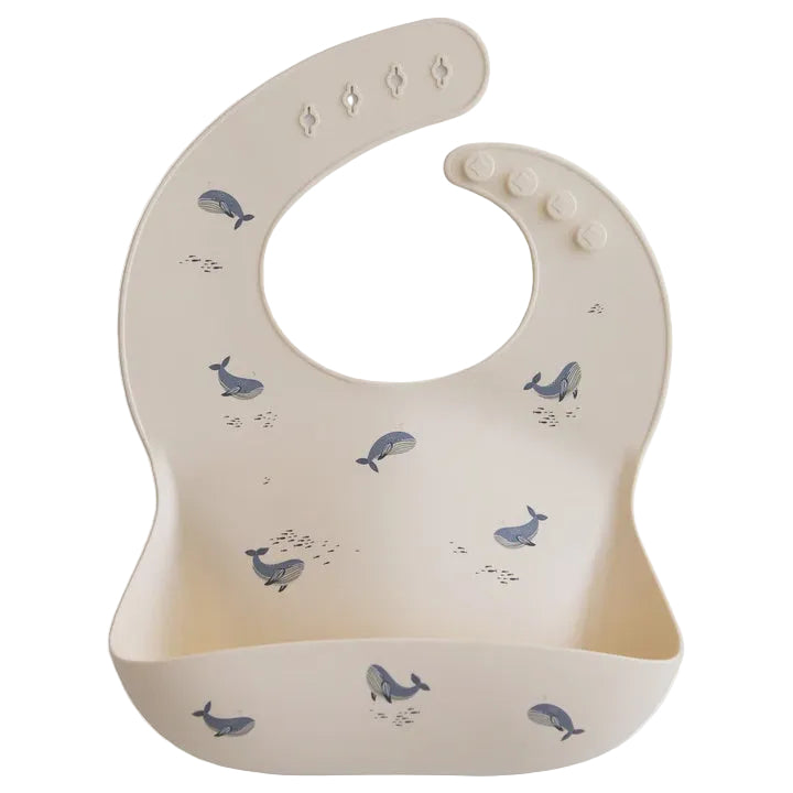 Silicone Baby Bib - Whales | Mushie