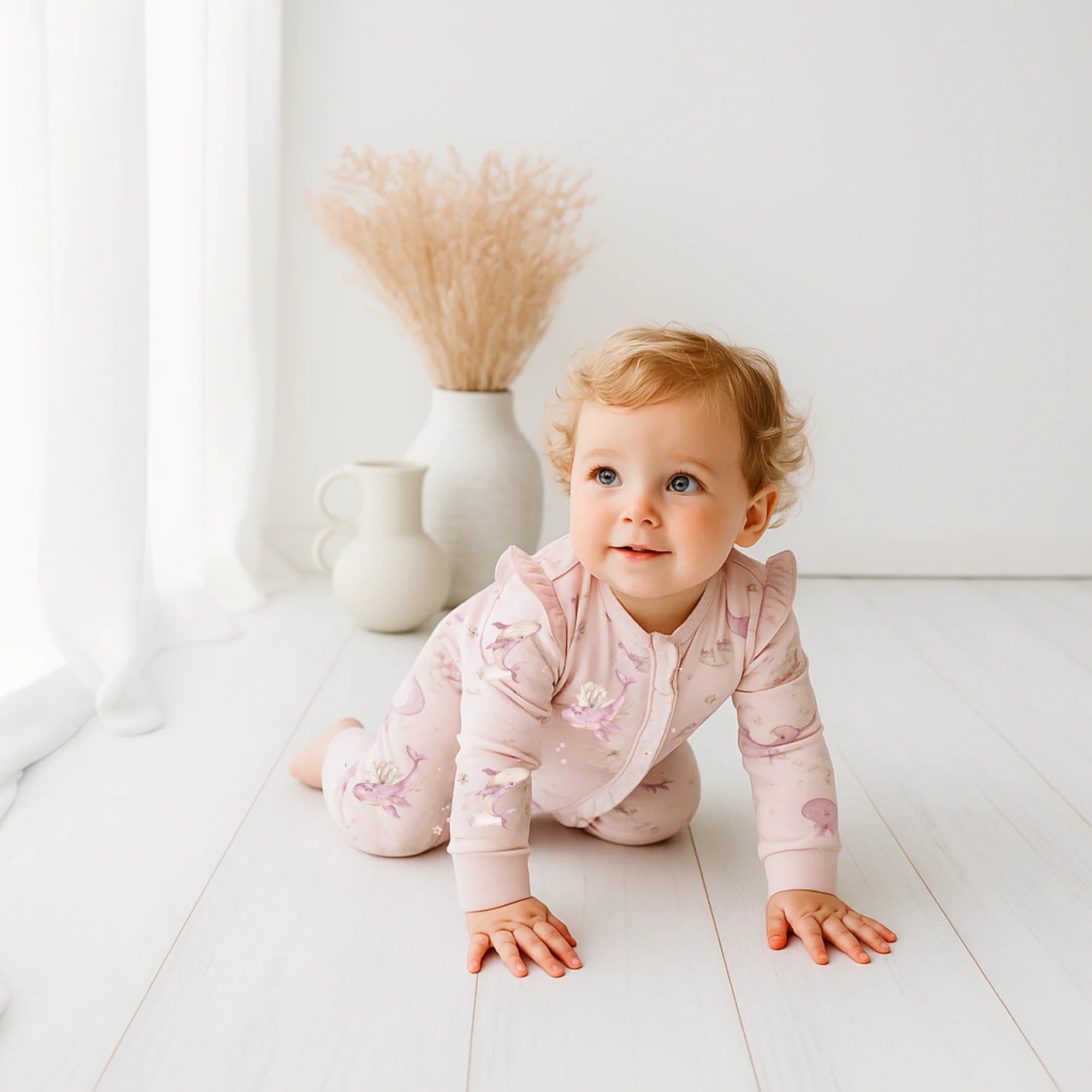 Bamboo Zipsuit - Whimsical Whale | Confetti Kidz