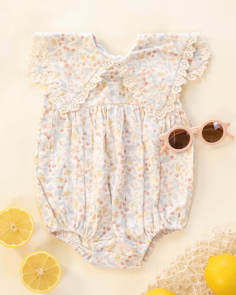 Porter Romper || Summer Garden - Ivory | Rylee + Cru