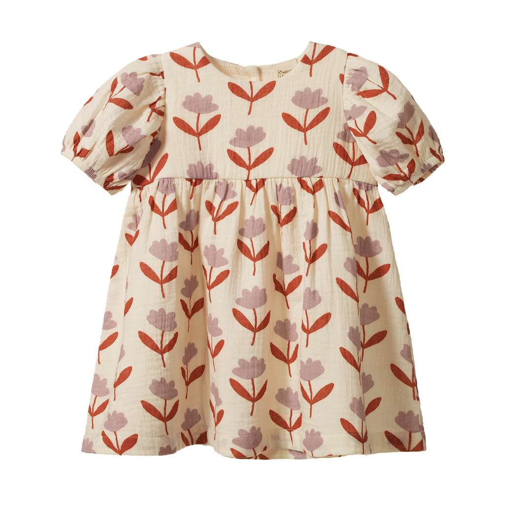 ALBERTINE DRESS MUSLIN - Fleurette Print | Nature Baby