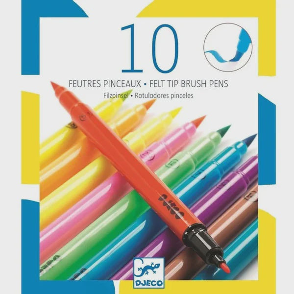 Voodle Ltd 10pce Felt Tip Brush Pens Pop Colours | Djeco