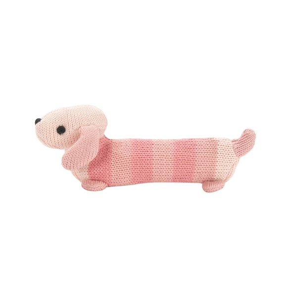 Hand Rattle Knit - Dachshund Pink | Annabel Trends