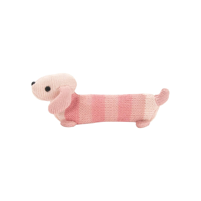 Hand Rattle Knit - Dachshund Pink | Annabel Trends