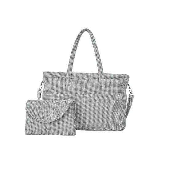 Diaper Bag + Changing Pad Set - Midnight Gingham | Quincy Mae