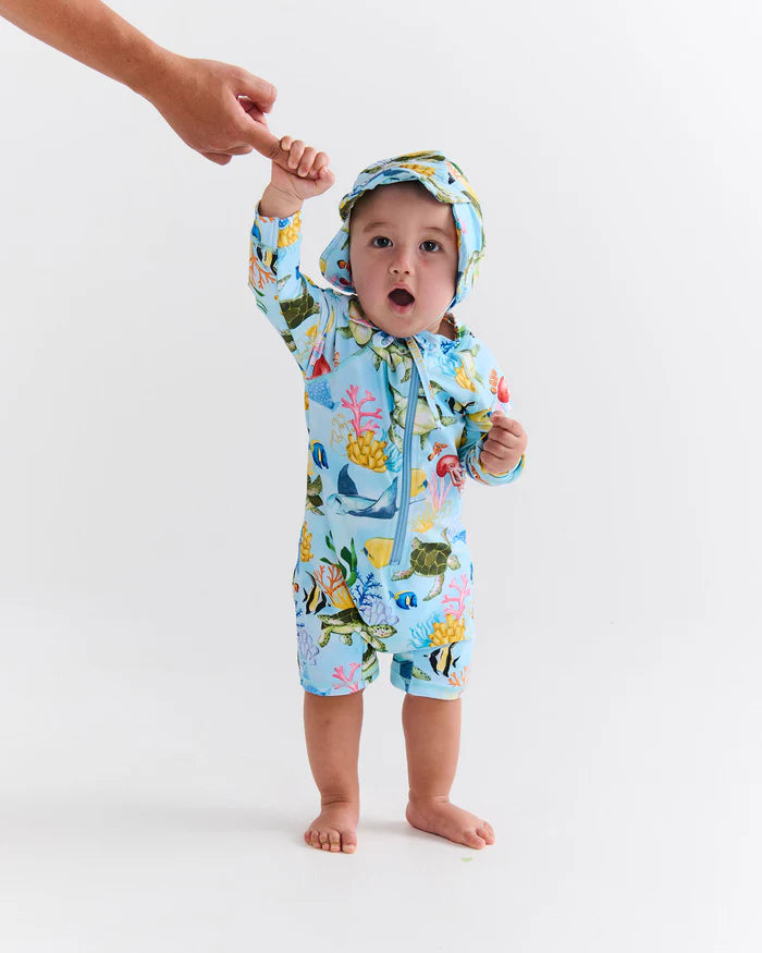 Reef Life Baby Long Sleeve Zip Bathers | Kip & Co