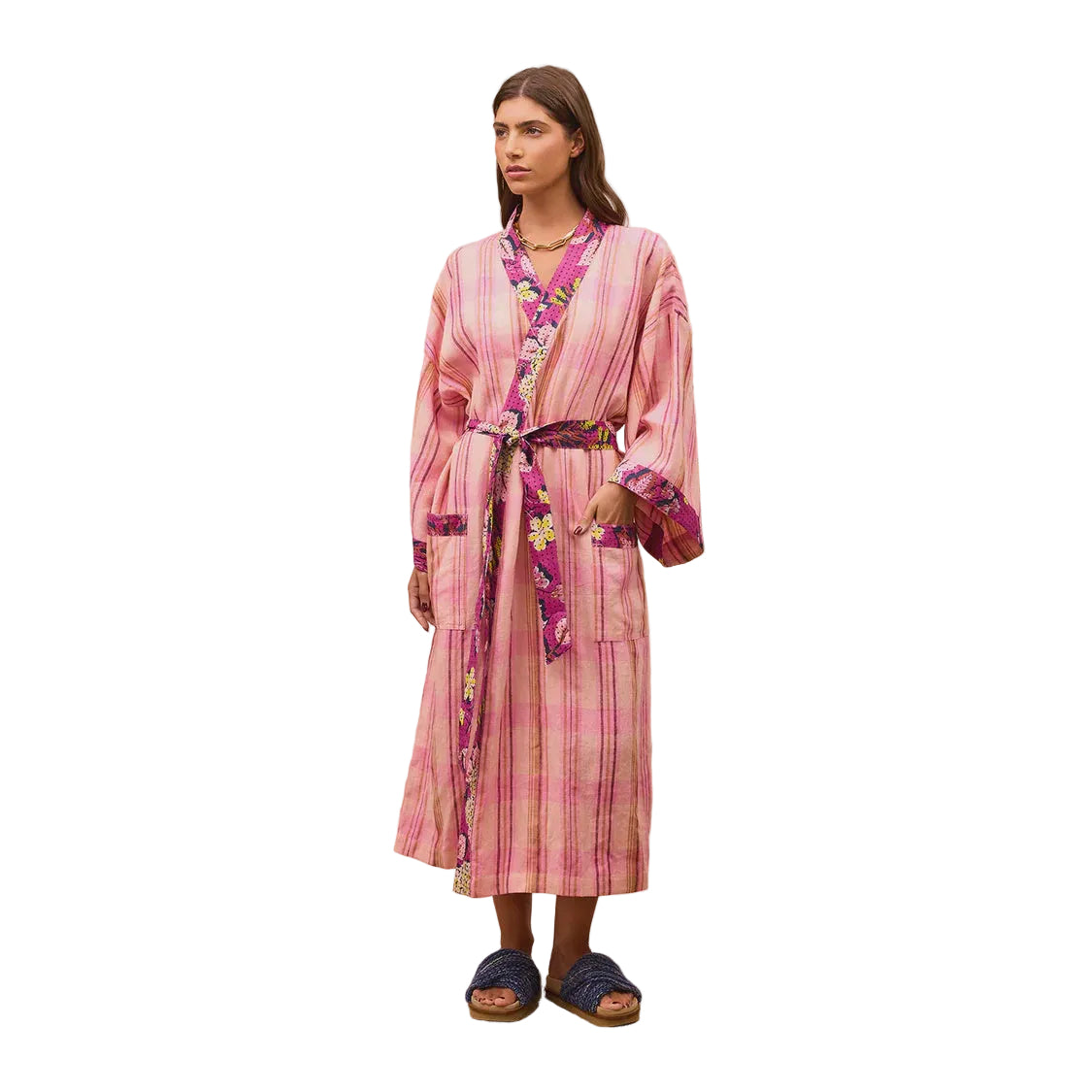 Nicolette Linen Robe - Poudre | Sage x Clare