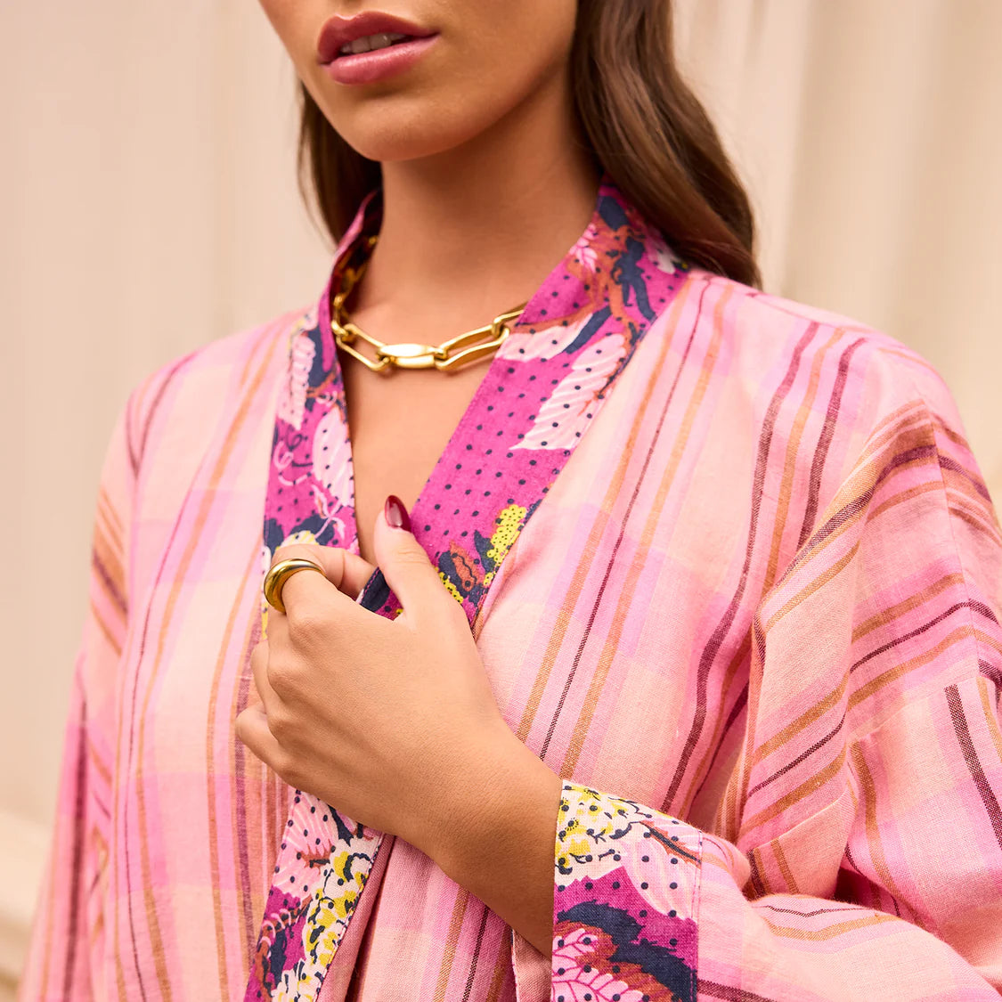 Nicolette Linen Robe - Poudre | Sage x Clare
