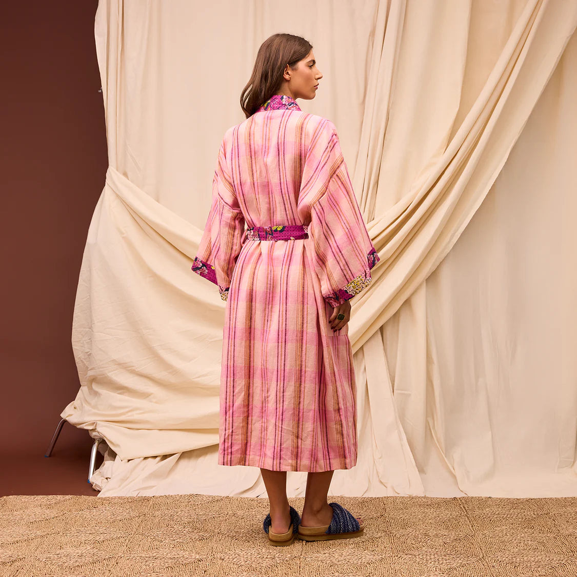 Nicolette Linen Robe - Poudre | Sage x Clare